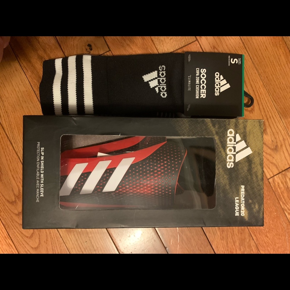 Boys soccer shin guards and socks